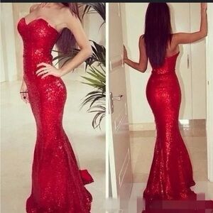 Women’s Sequin Prom Dress Long Sparkly Mermaid Corset Formal Evening Party Gown